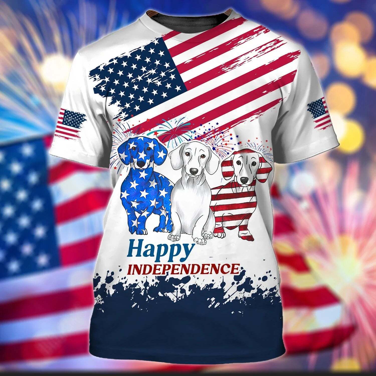 Happy Independence Day 4th Of July Gift Daschund American Flag 3d Shirt