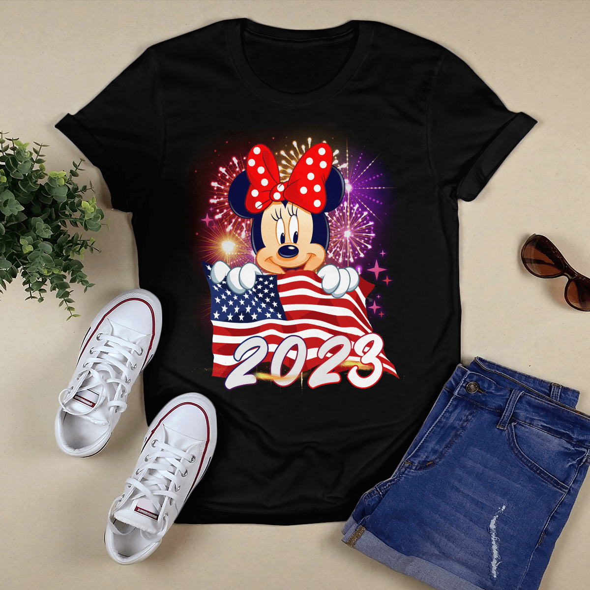Minnie Mouse American Flag 2023 4th Of July Independence Day Tshirt