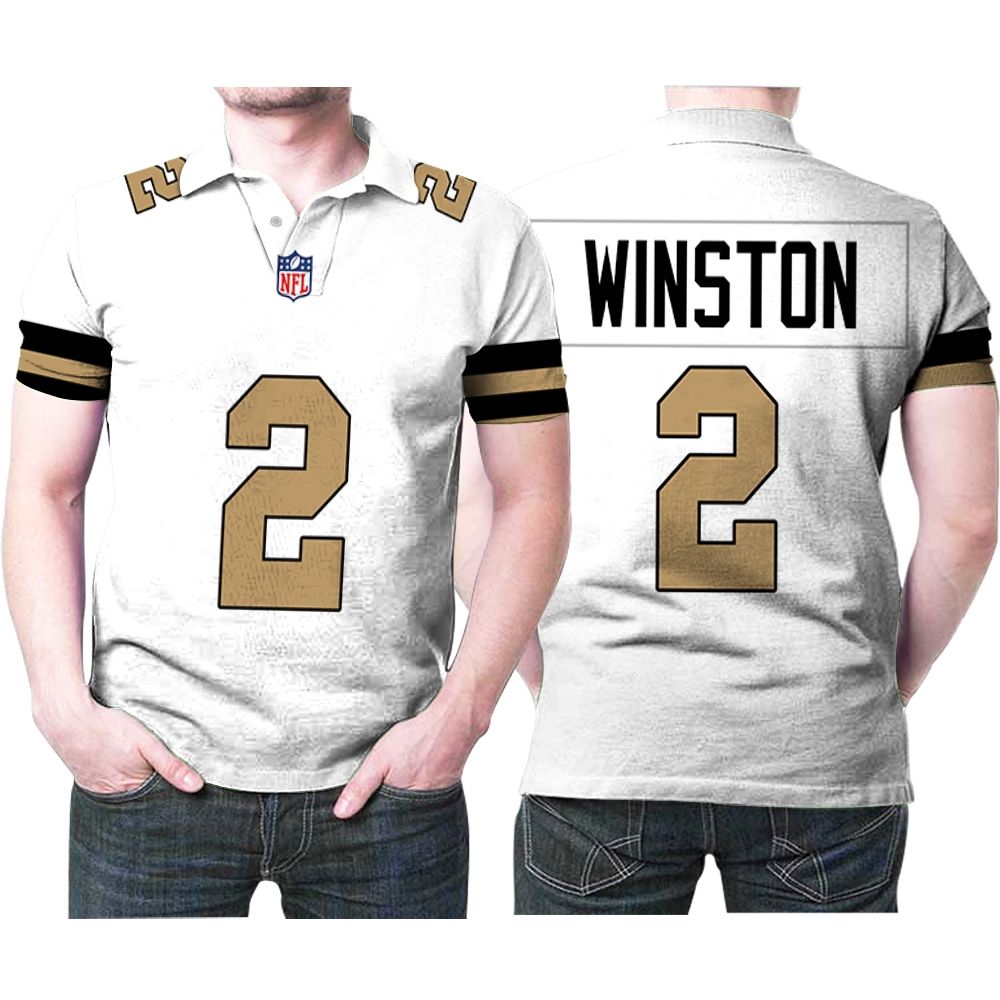 New Orleans Saints Jameis Winston #2 Nfl American Football Team Logo Color Rush Custom 3d Designed Allover Gift For Saints Fans Polo Shirt