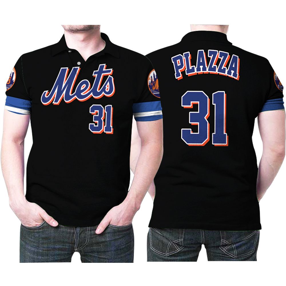 New York Mets Mike Piazza 31 Mitchell Ness Cooperstown Collection Mesh Black 2019 3d Designed Allover Gift For Mets Fans Polo Shirt