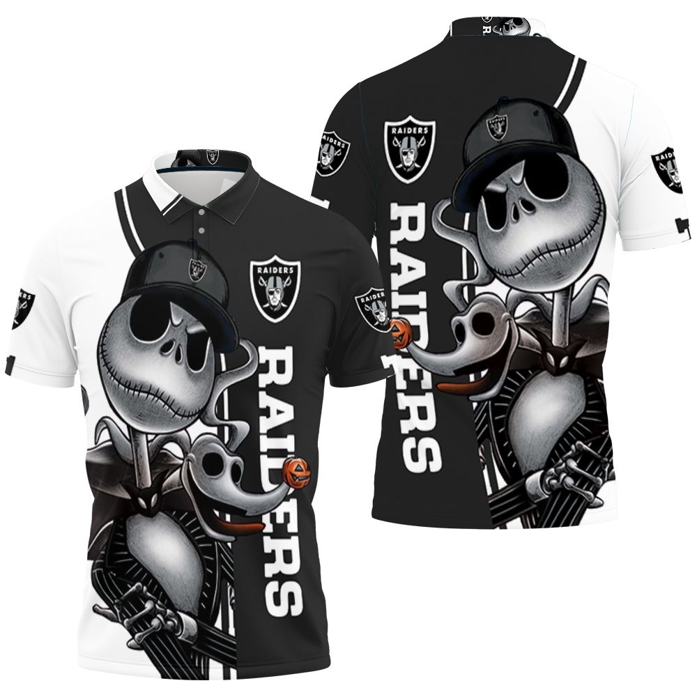 Oakland Raiders Jack Skellington And Zero Polo Shirt All Over Print Shirt 3d T-shirt