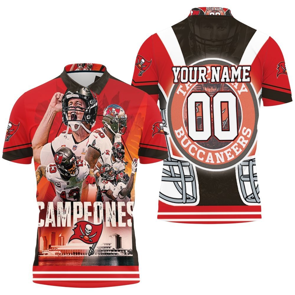 Tampa Bay Buccaneers 2021 Super Bowl Champions Campeones Personalized Polo Shirt All Over Print Shirt 3d T-shirt