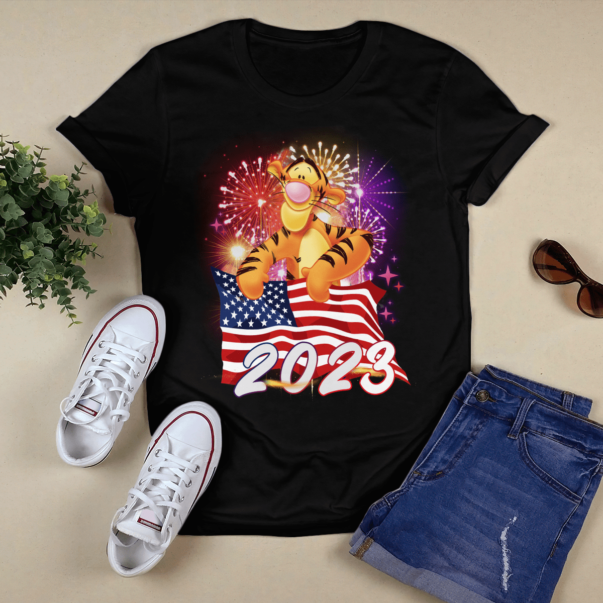 Tigger American Flag 2023 4th Of July Independence Day Tshirt