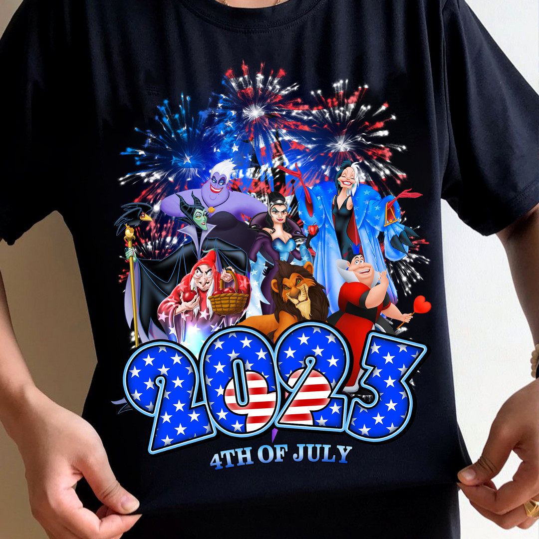 Villains Movie Characters Happy 2023 4th Of July Fireworks Tshirt