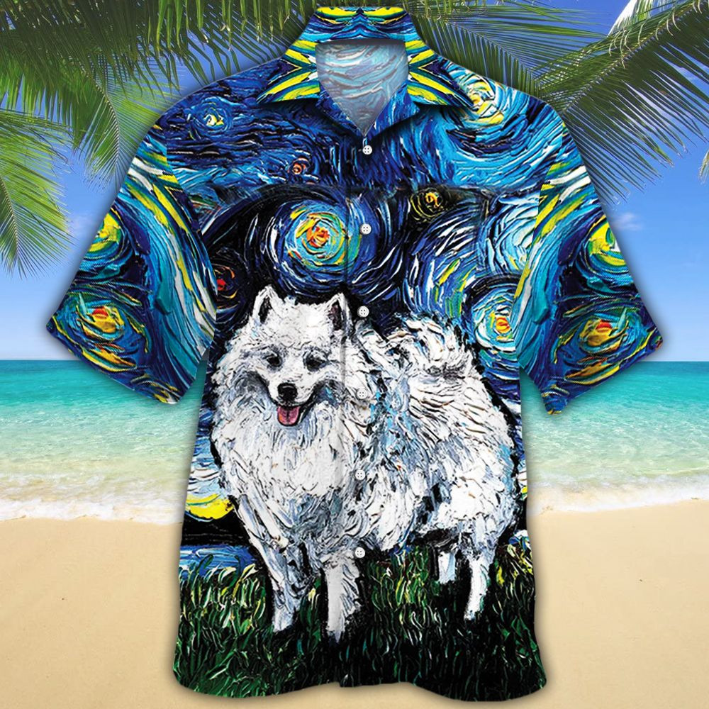 American Eskimo Dog Lovers Night  Hawaiian Shirt
