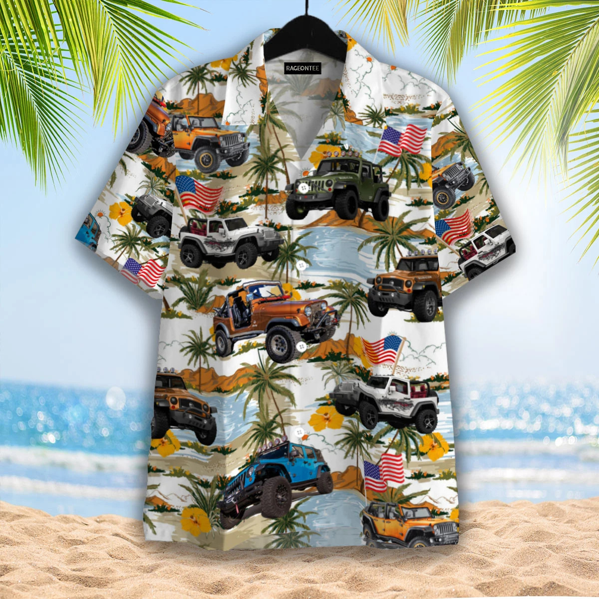American Flag Jeep Car Hawaiian Shirt
