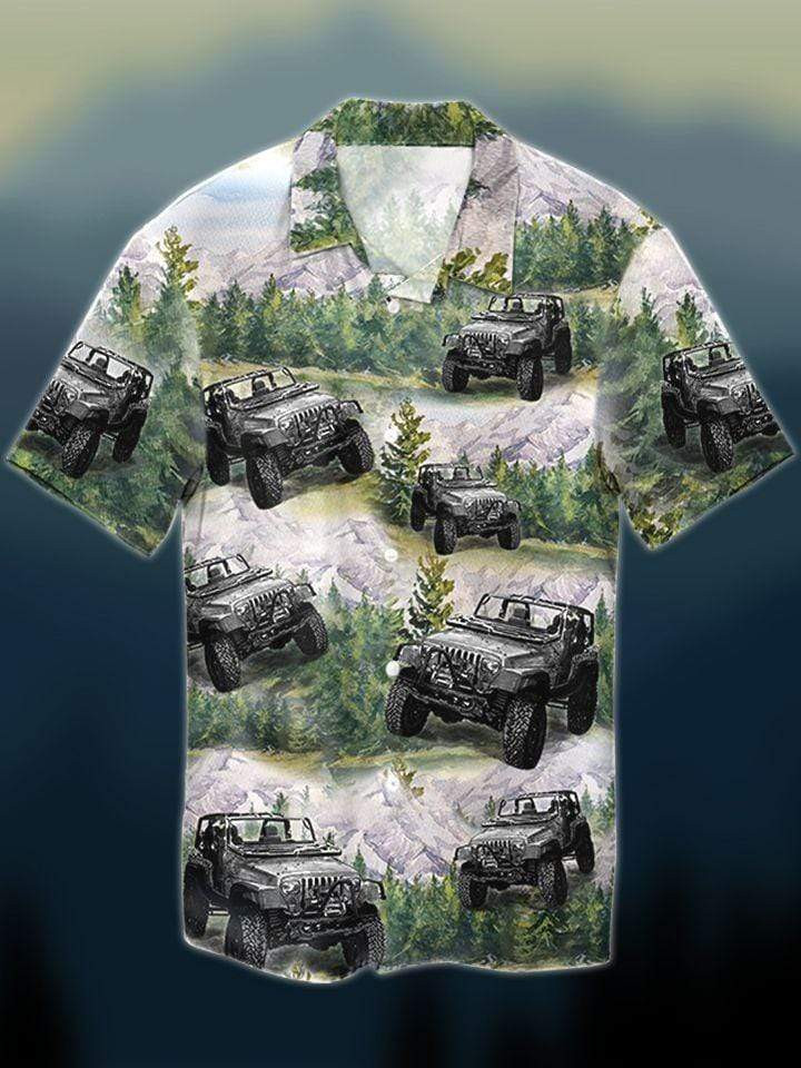 Awesome Jeep In Forest Hawaiian Shirt