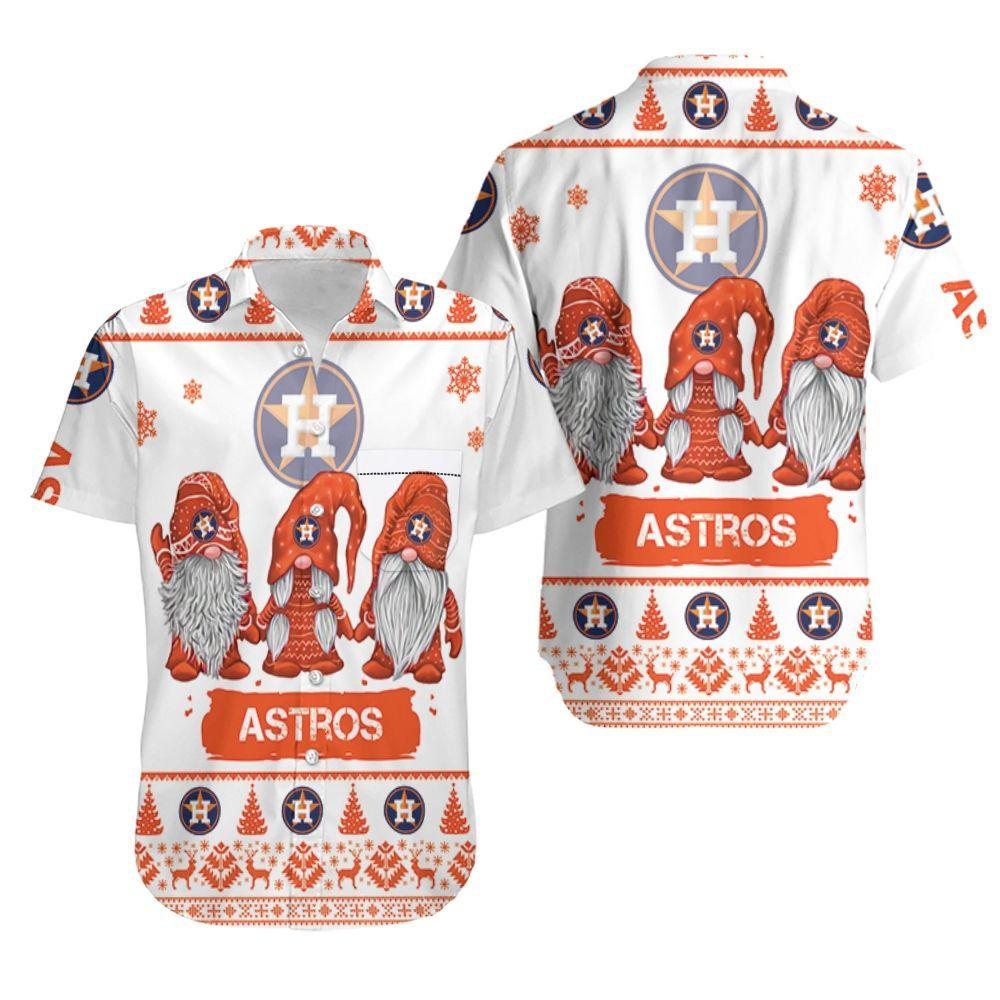 Beach Shirt Christmas Gnomes Houston Astros Ugly Christmas 3D Hawaiian Shirt