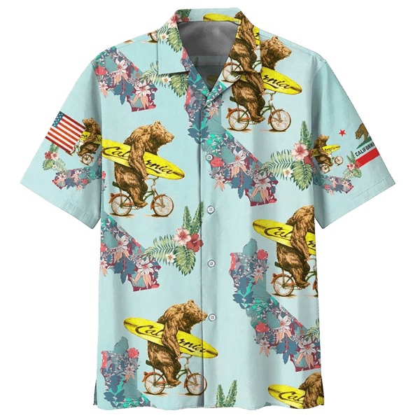 Bear I Love California Hawaiian Shirt