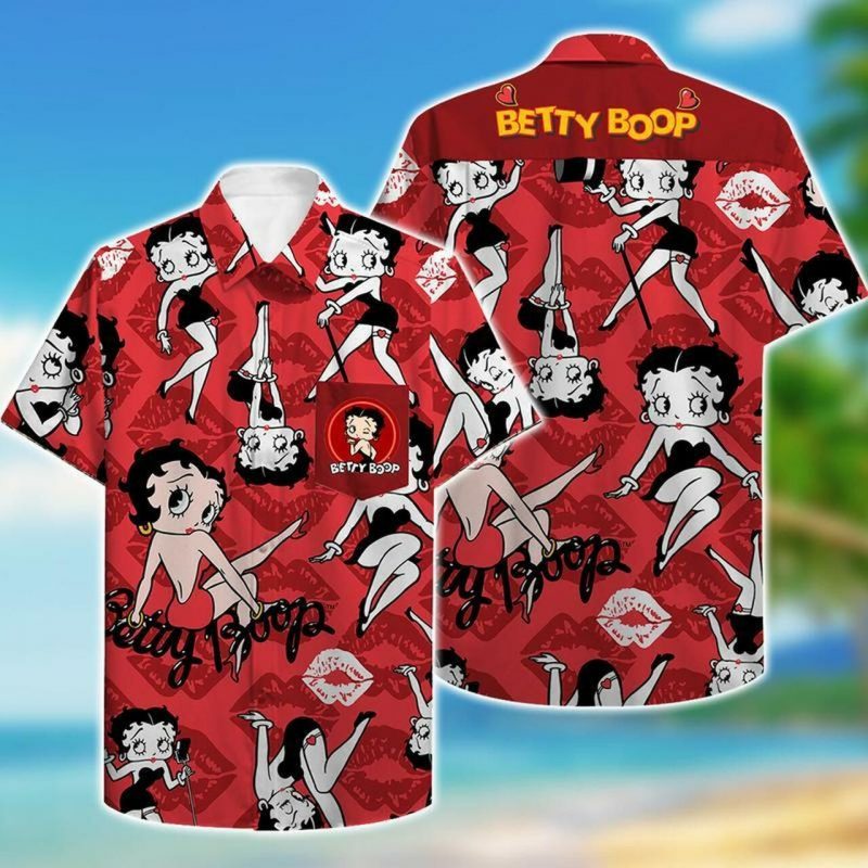 Betty Boop Hawaiian Ii Graphic Print Short Sleeve Hawaiian Casual Shirt