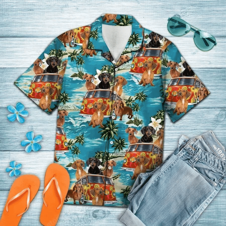 Dachshund Hippie Summer Hawaiian Shirts