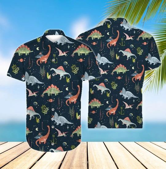 Dinosaur Cosmic Night Hawaiian Shirt