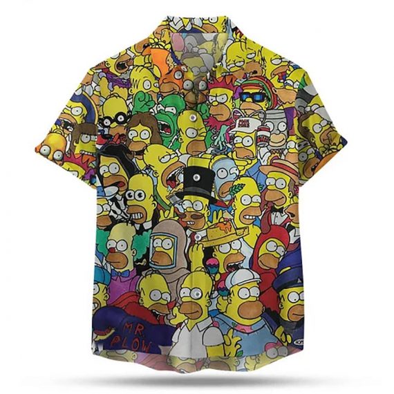Doh Simpsons The Simpsons Family Hawaiian Graphic Hawaiian Casual Shirt
