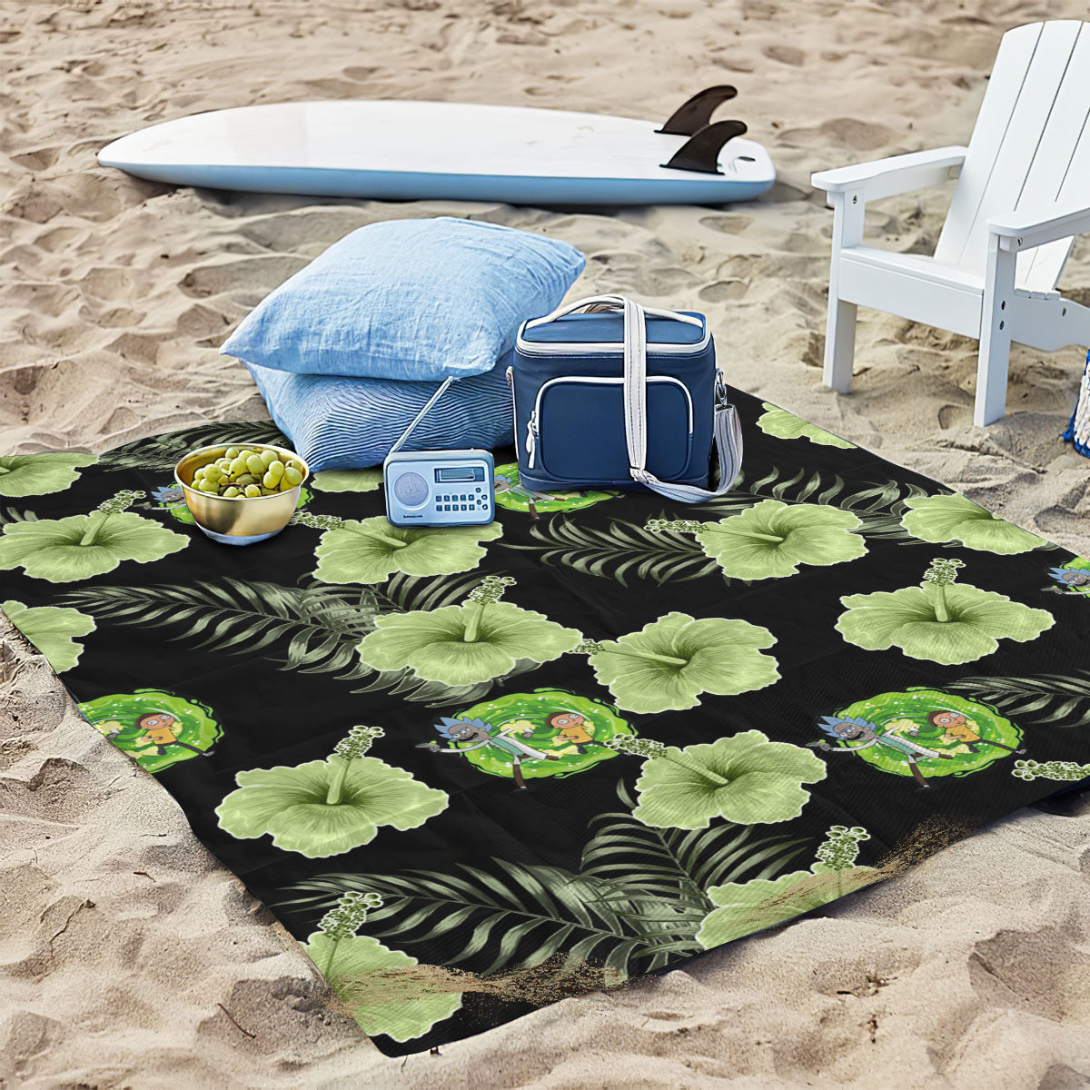 Felacia Microfiber Printed Quick Dry Sand Free Beach Towel Rick And Morty Hawaiian Shirt