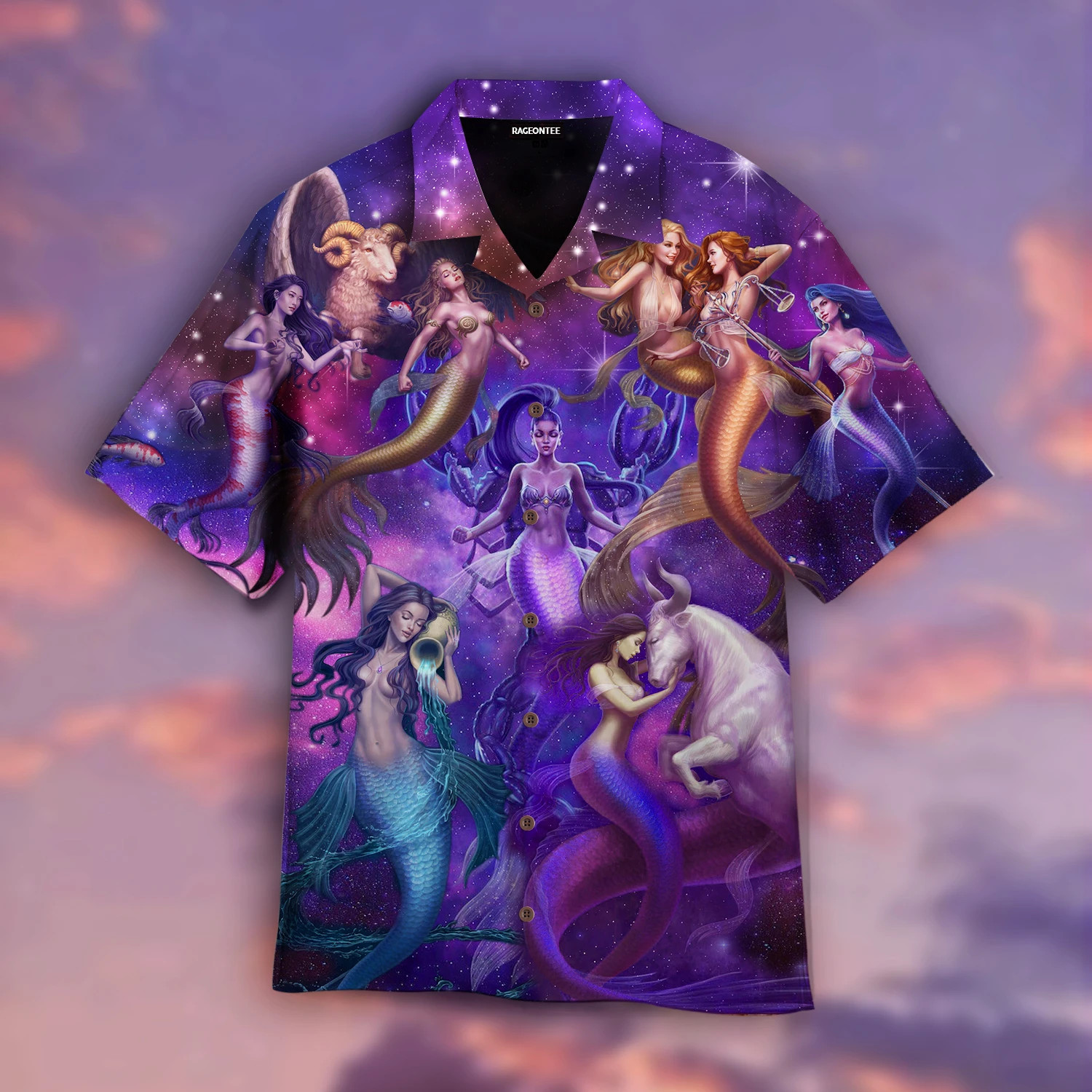 Galaxy Zodiac Mermaid Hawaiian Shirt Unisex