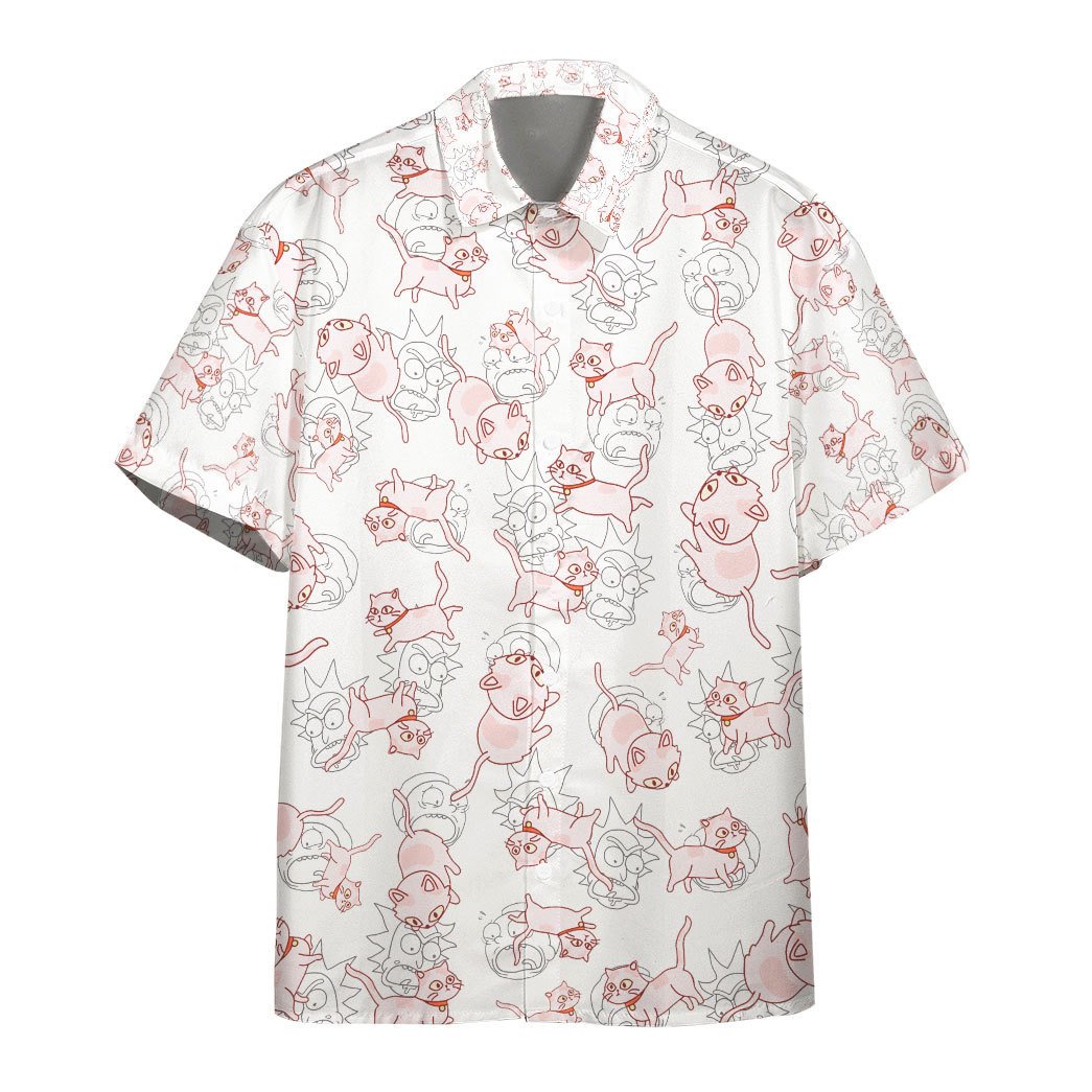 Gearhumans 3D Rick Morty Cat Custom Hawaiian Shirt
