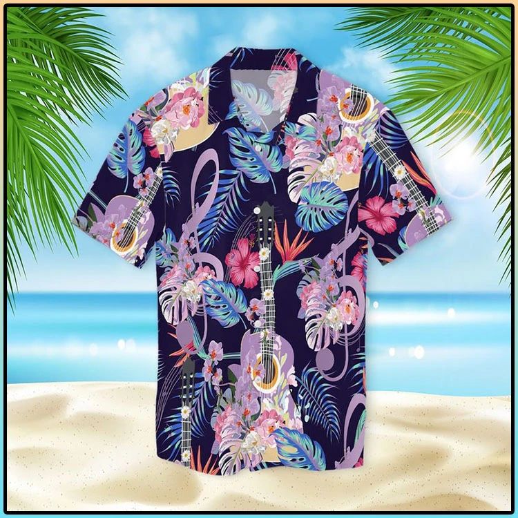 Guitar With Treble Clef Hawaiian Shirt