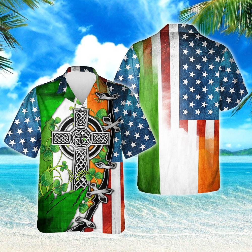 Irish Celtic Cross Ameircan Hawaiian Shirt