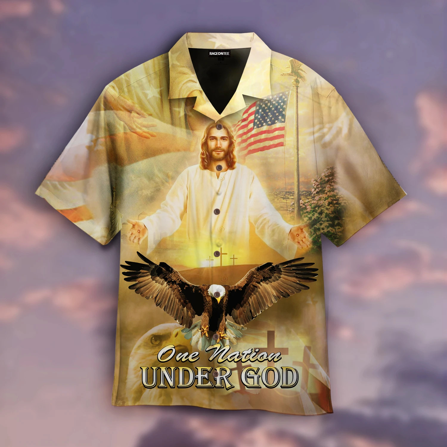 Jesus Bless American One Nation Under God Hawaiian Shirt