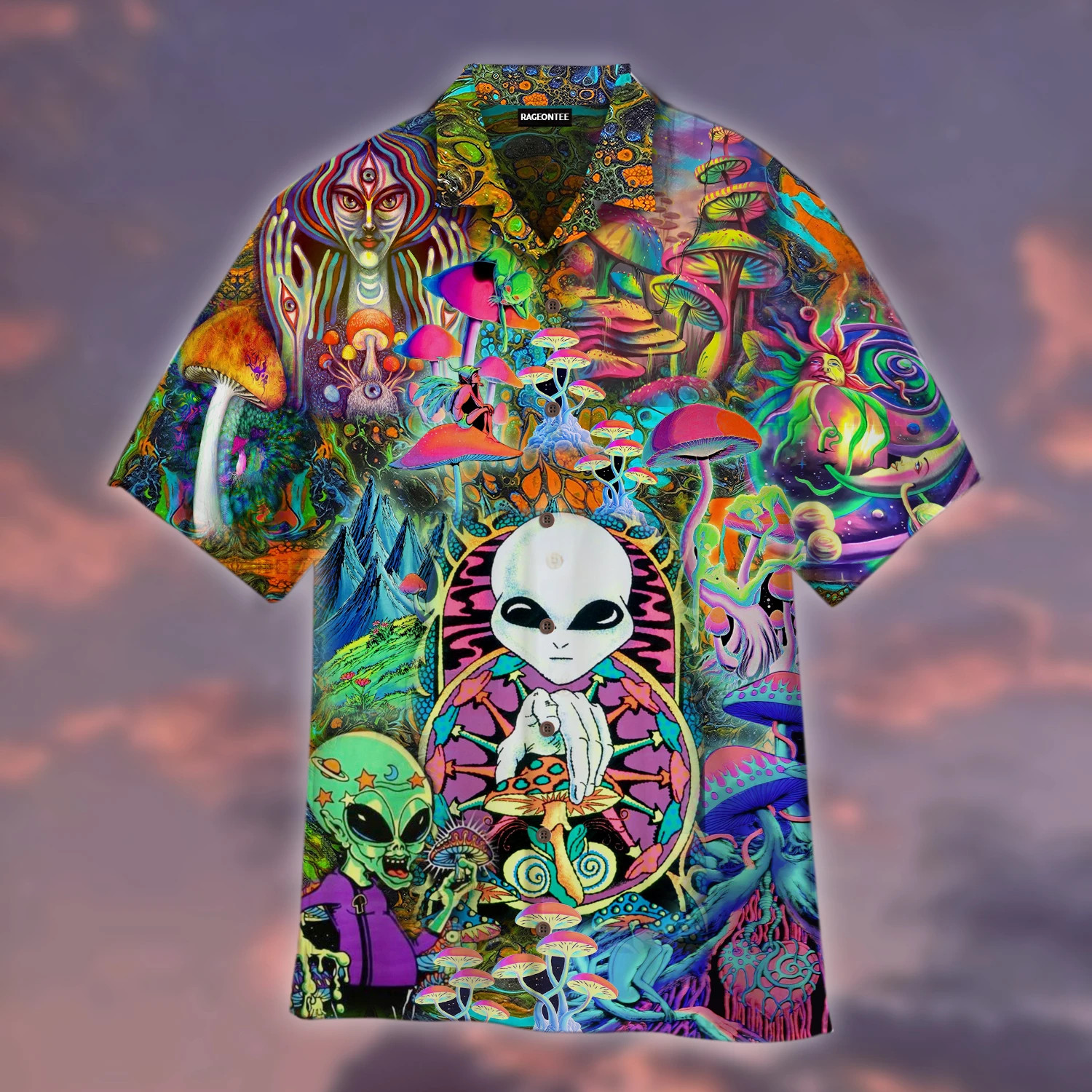 Mushroom Alien Trippy Hawaiian Shirt
