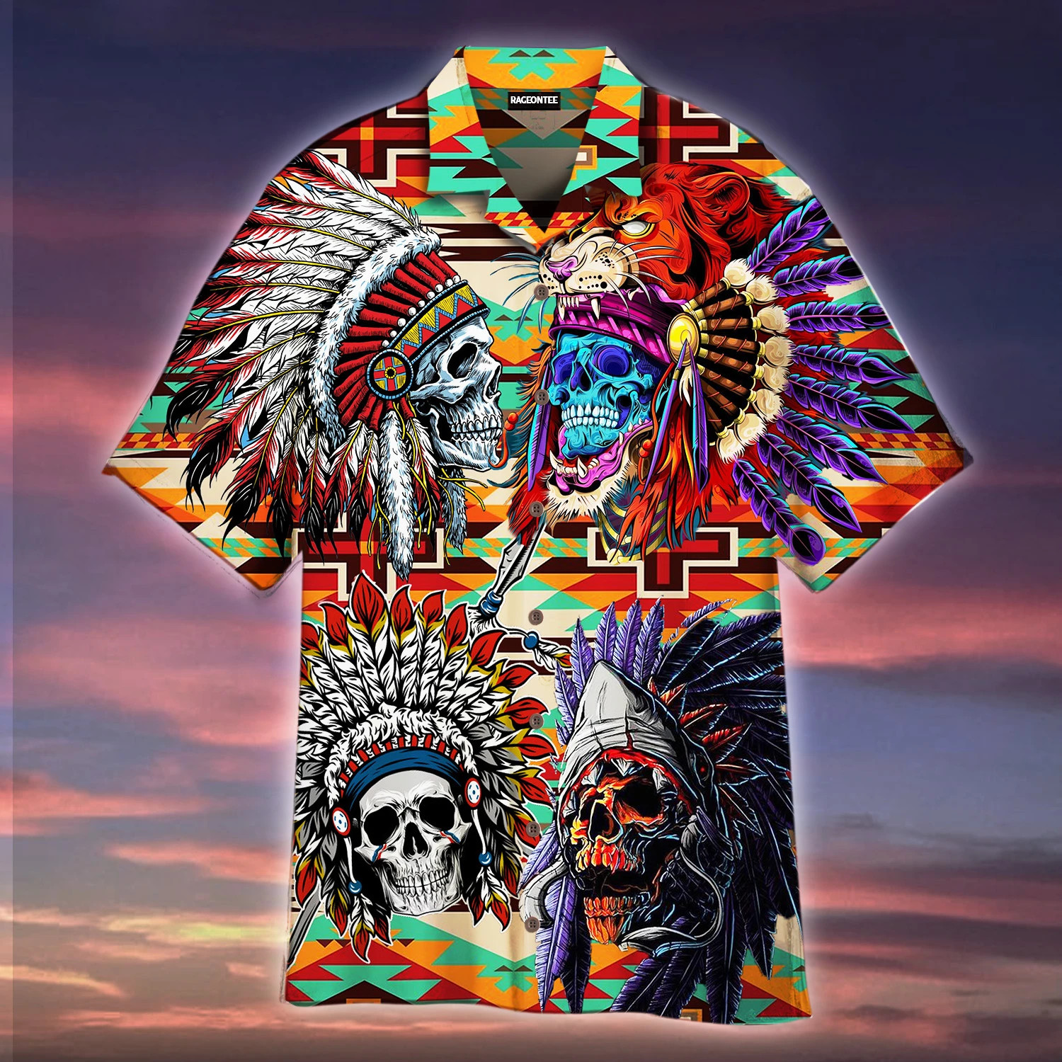 Native Skull Hawaiian Shirts