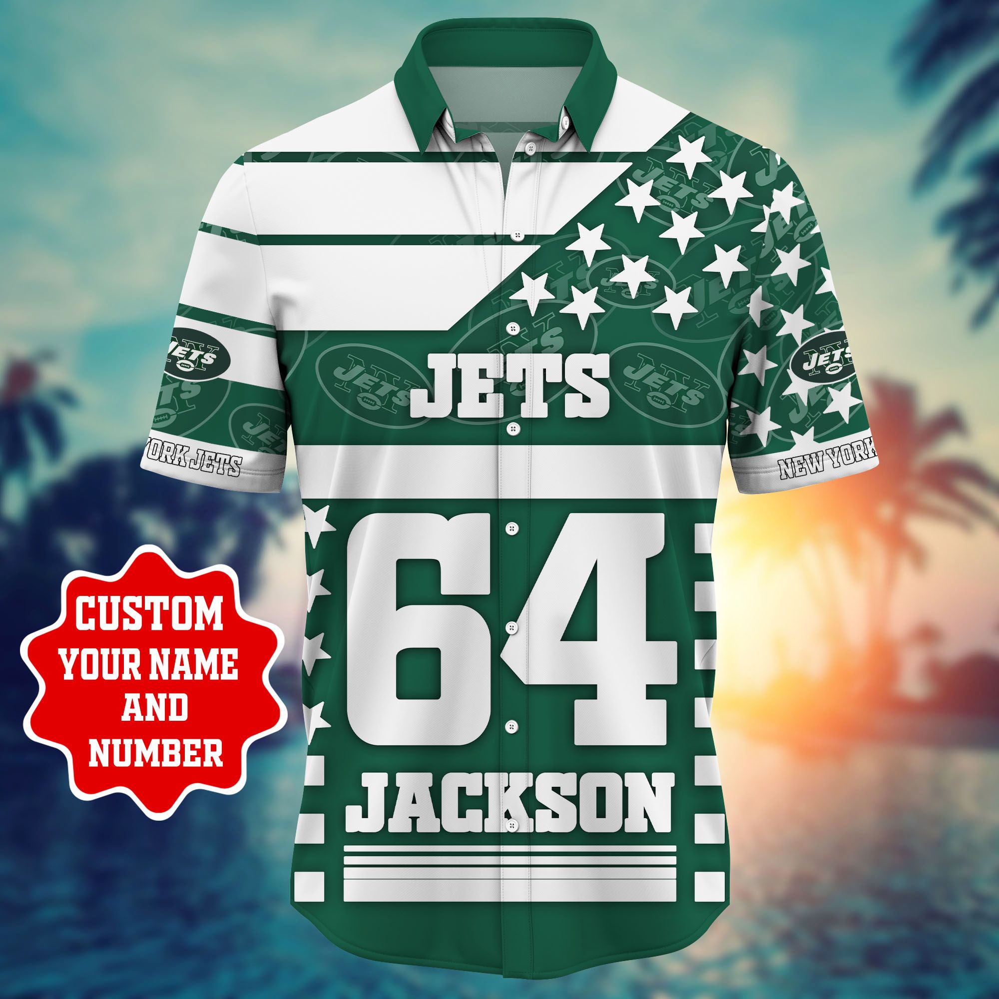 New York Jets Tropical Floral Custom Name Aloha Hawaiian Shirt