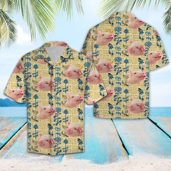 Pig Floral Hawaiian Shirt