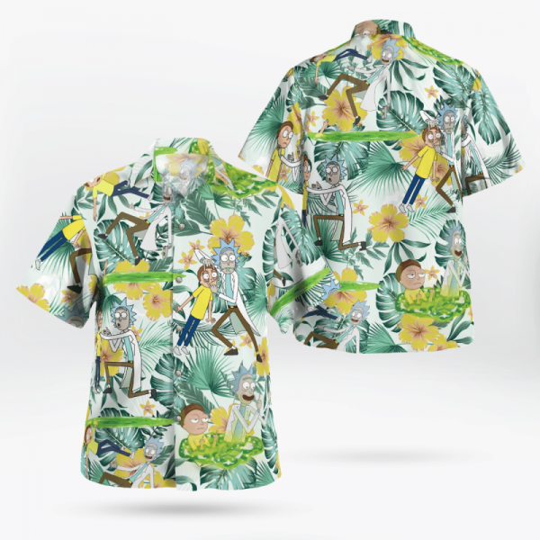 Rick And Morty Hawaiian Shirt Shorts Summer Beach Clothes Outfit For Men