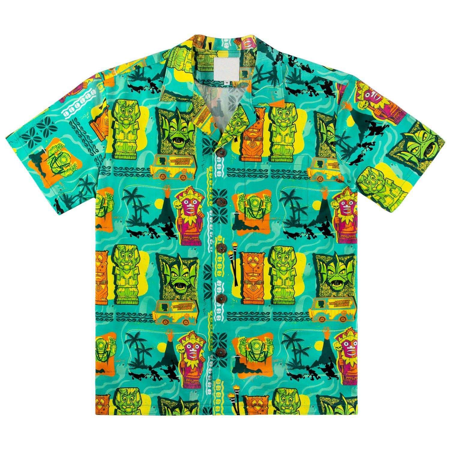 Scooby Dog Tiki Statue Tropical Hawaiian Aloha Shirts