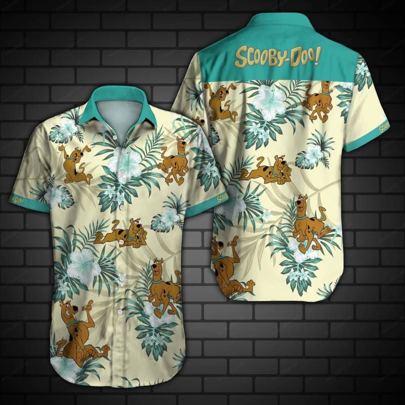 Scooby Doo Hawaiian Graphic Print Short Sleeve Hawaiian Casual Shirt