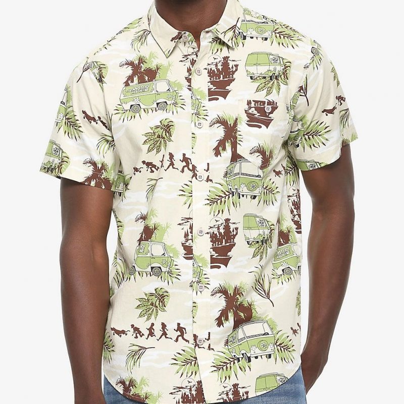 Scooby Doo Mystery Machine Tropical Hawaiian Graphic Print Short Sleeve Hawaiian Casual Shirt