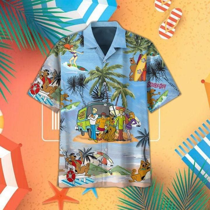 Scooby Doo Print Short Sleeve Hawaiian Casual Shirt