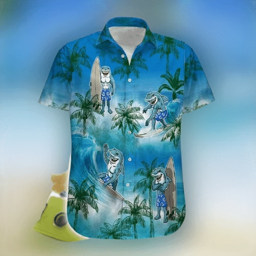 Shark Surfing Hawaiian Shirt