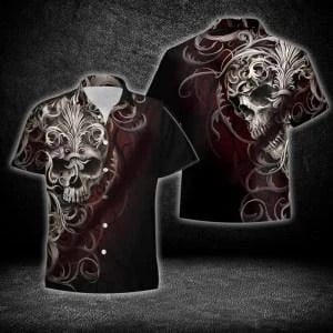Shoulder Wrap Skull Hawaiian Shirt
