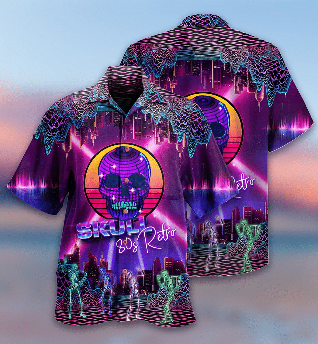Skull 80S Retro Hawaiian Shirt