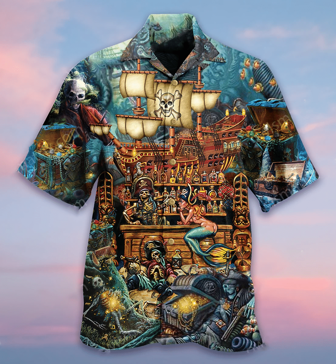 Skull Hunting Treasure Hawaiian Shirt