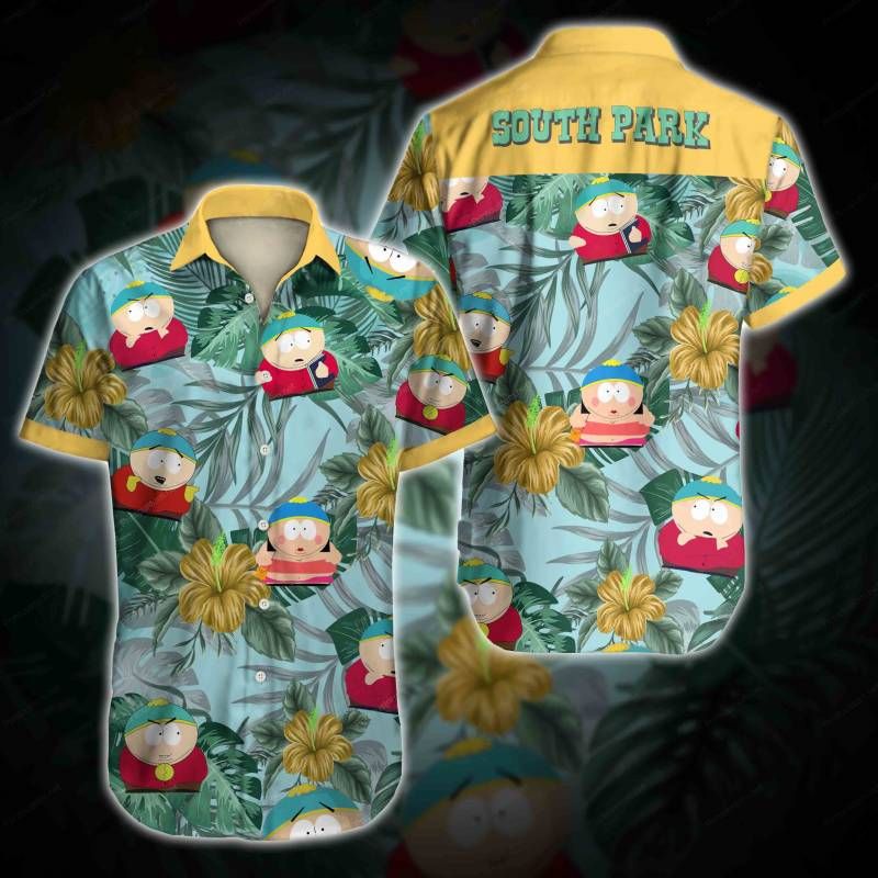 South Park Hawaiian Graphic Print Short Sleeve Hawaiian Casual Shirt