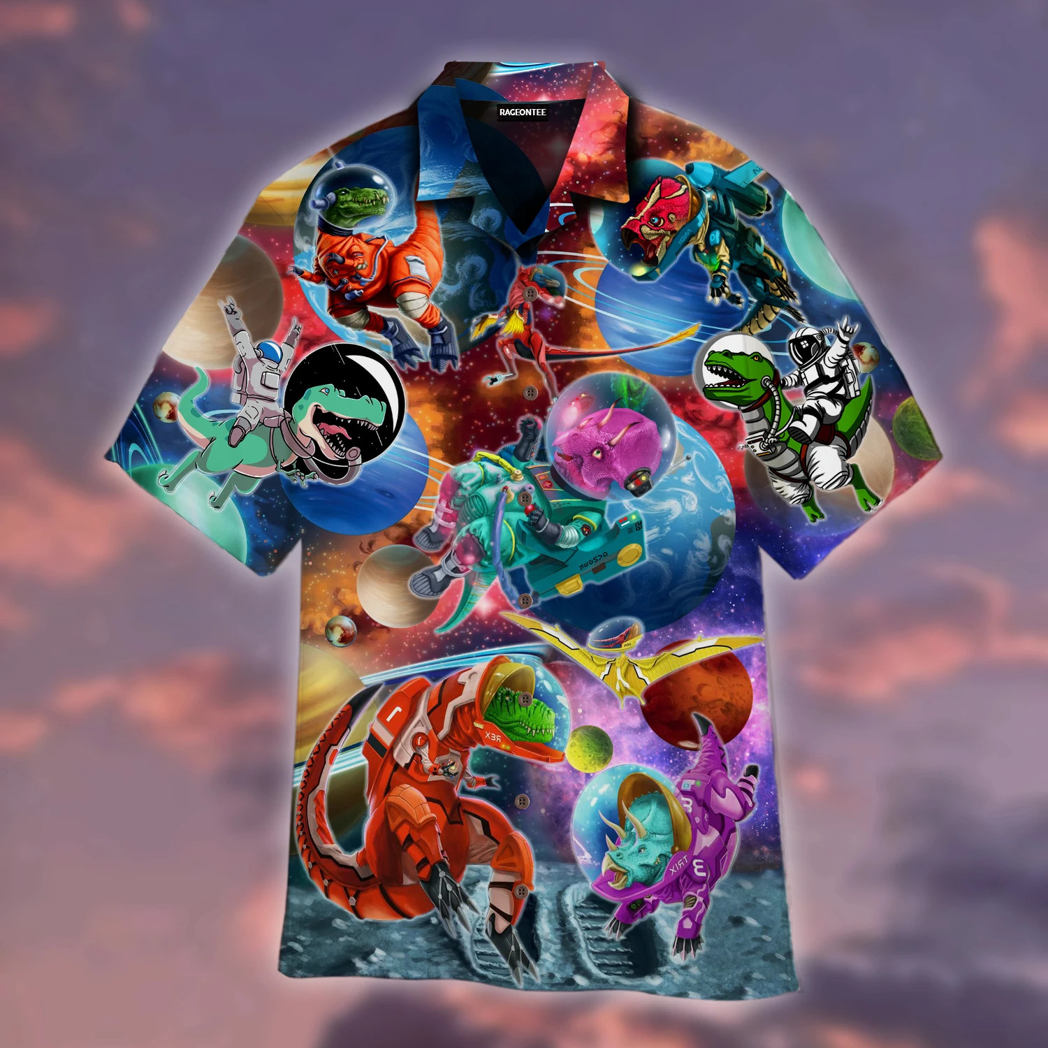 T Rex Dinosaur First Time In Space Hawaiian Shirt