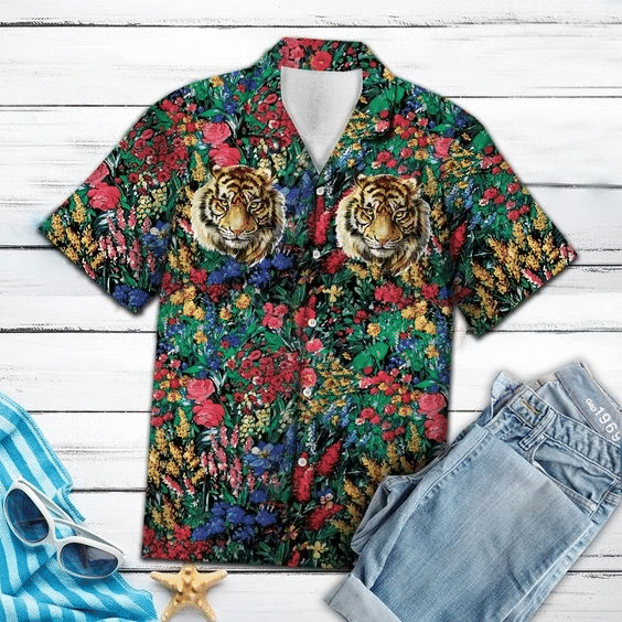 Tiger Flowers Hawaiian Shirt