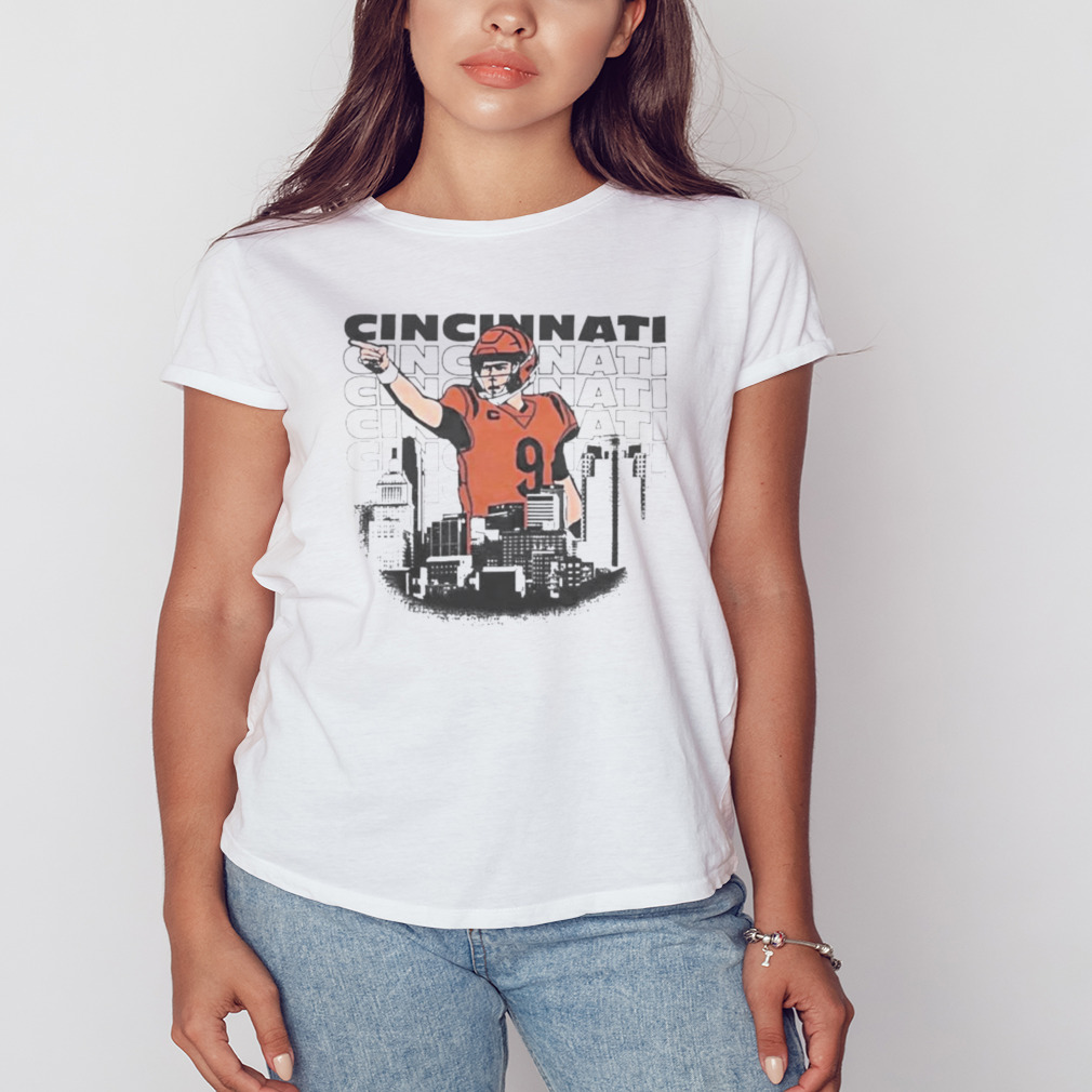 Joe Burrow No 9 Cincinnati Skyline Shirt