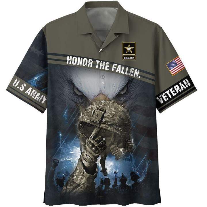 Army Helmet Honor The Fallen Us Hawaiian Shirt