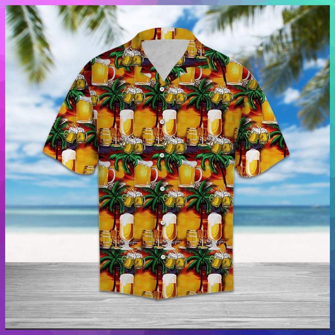 Beer Palm Tree Hawaiian Shirt