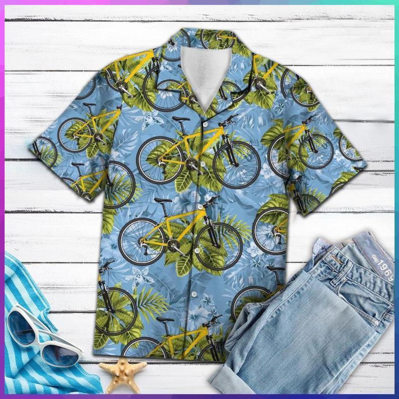 Biking Tropical Hawaiian Shirt