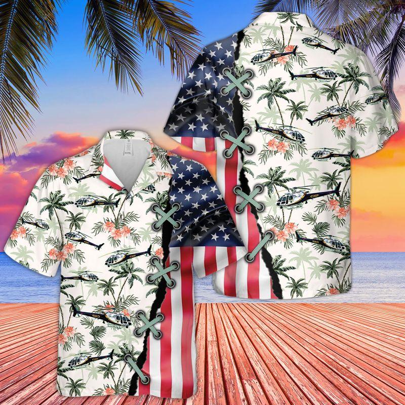California Highway Patrol Airbus Helicopter Hawaiian Shirt