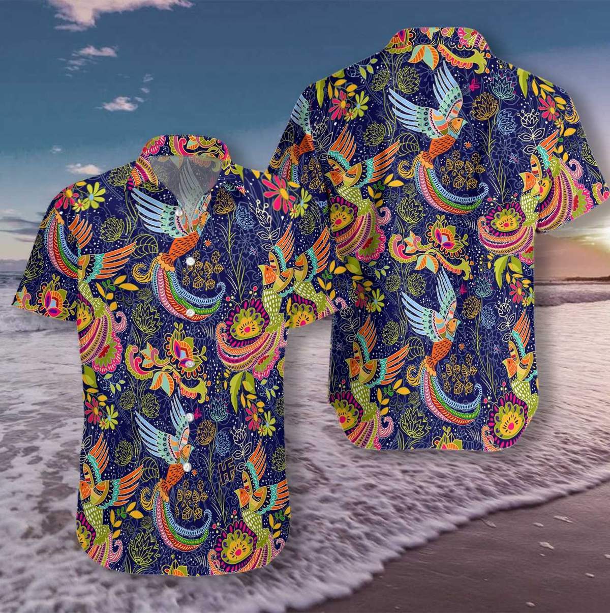 Colorful Hummingbird Mandala Hawaiian Shirt