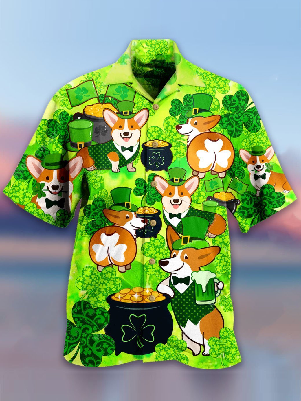 Corgi Patrick_S Day Hawaiian Shirt