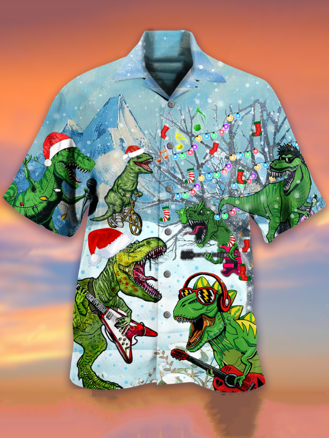 Dinosaur Christmas Hawaiian Shirt