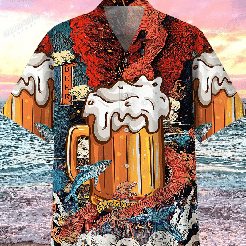 Enjoy A Japanese-Style Beer Hawaiian Shirt