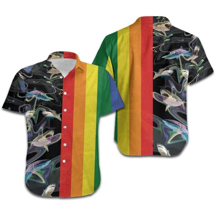 Lgbt Rainbow Sharks Hawaiian Shirt