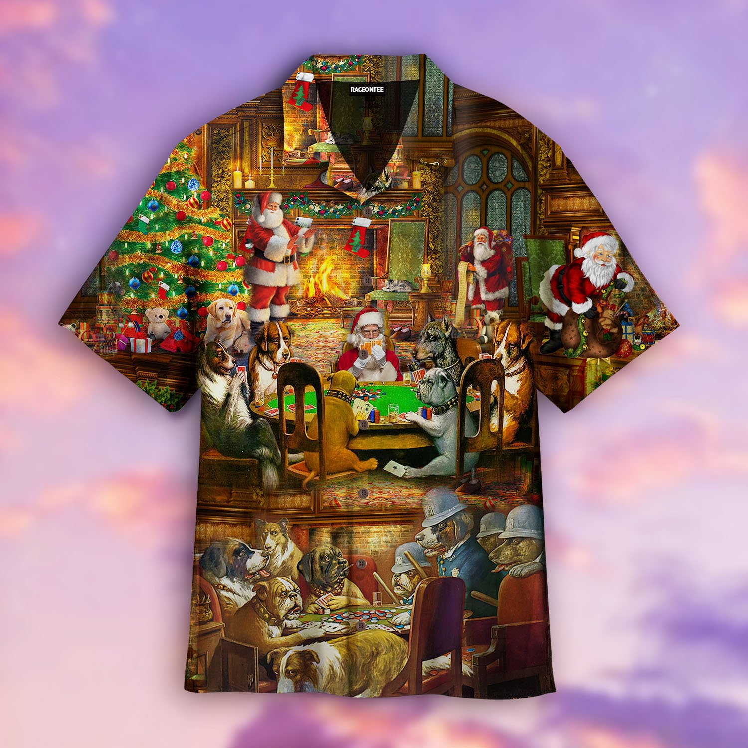 Santa Playing Poker Hawaiian Shirt